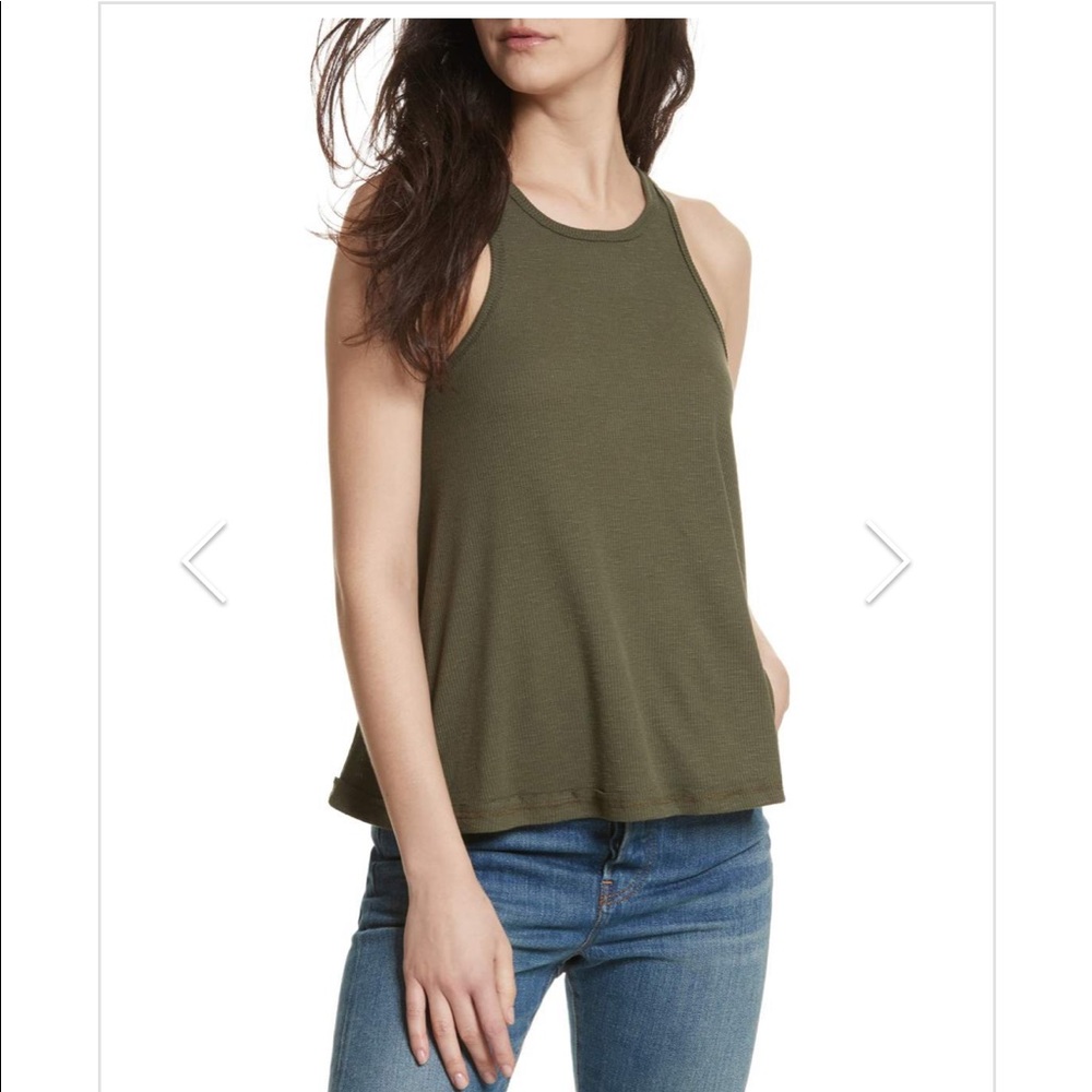 Free People High Neck Tank Top Large GRAY